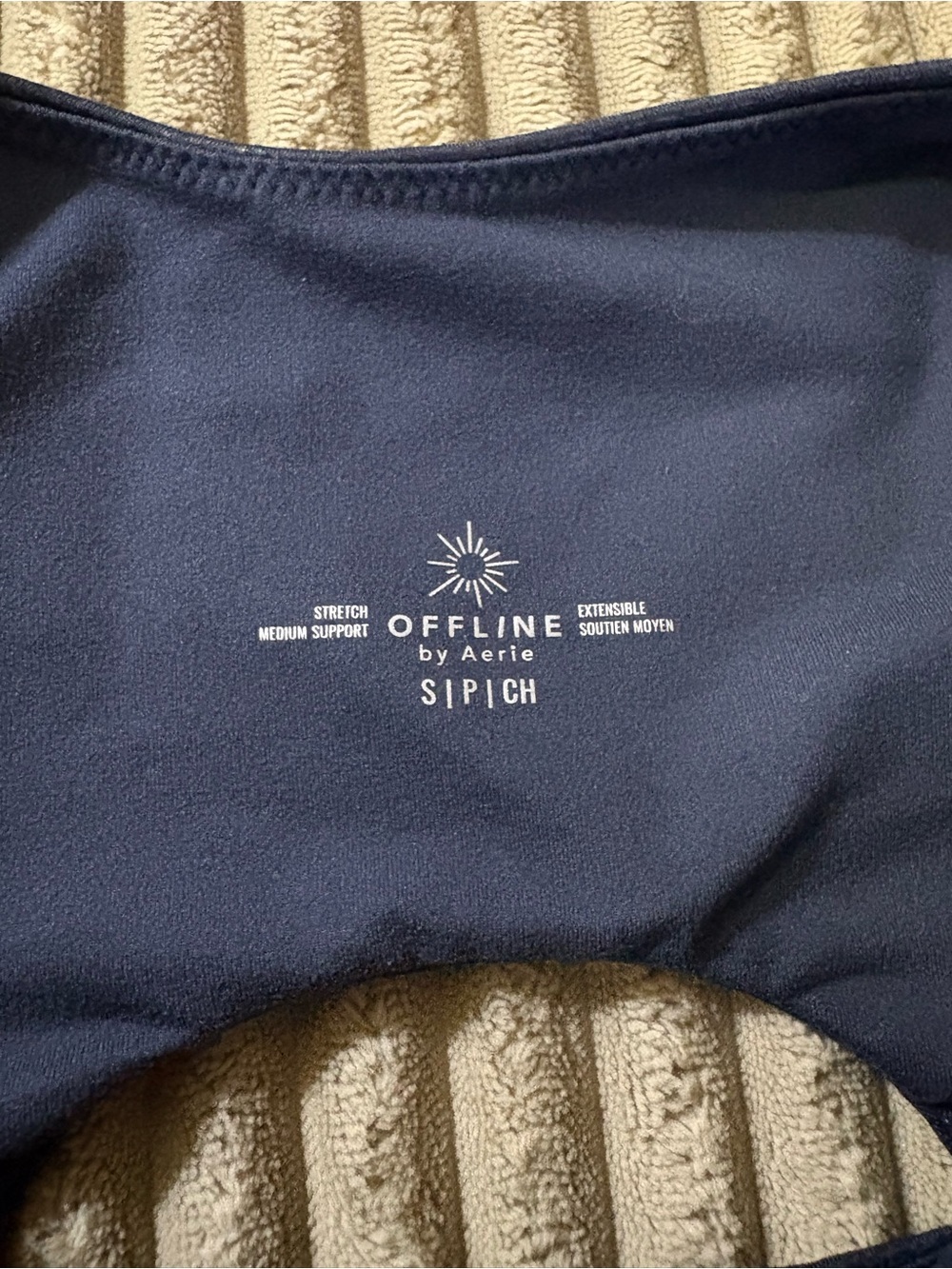 aerie Faux Leather Hugger Crackle Sports Bra in ‘steel blue’ - Picture 3 of 3